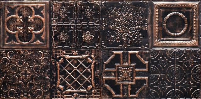 Victorian Dekoratif Karo Duvar Paneli Noir Bronze